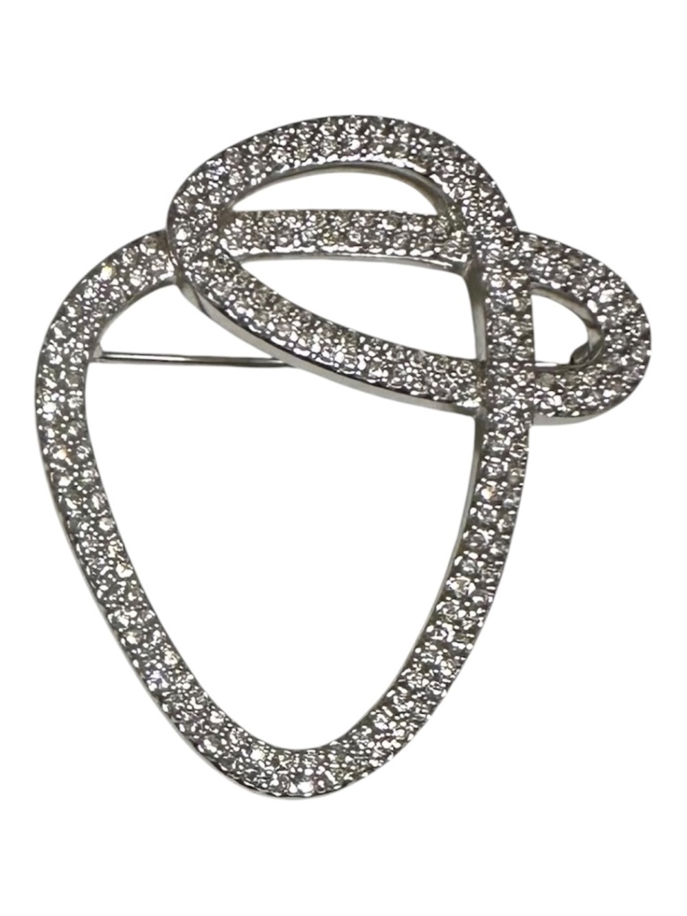 Swarovski Crystal Vintage Interlocking Loop Brooch Pin Silver Tone Retired